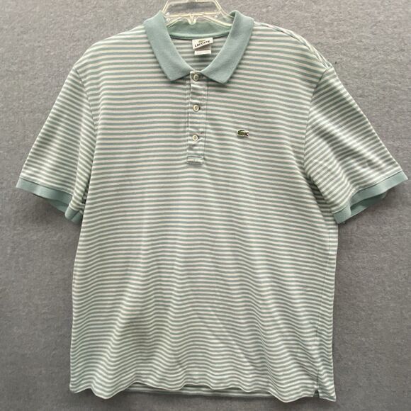 Lacoste Polo Shirt Mens Size 7 2XL Classic Golf Preppy stripe Tennis Xxl Green - Picture 1 of 6